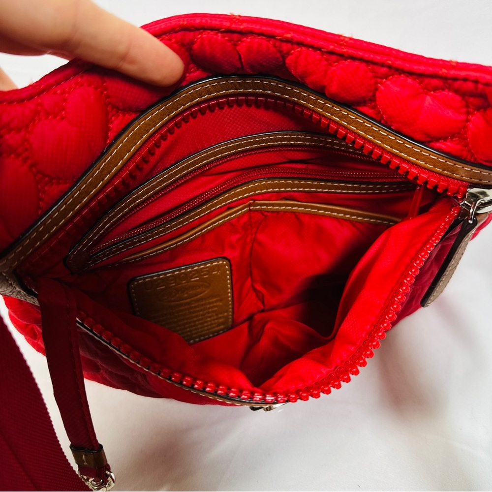 Brighton Kash Messenger Quilted Nylon Heart Crossbody Red Bag quiet luxury - Picture 9 of 15